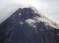 Mayon Volcano is seen emitting smoke