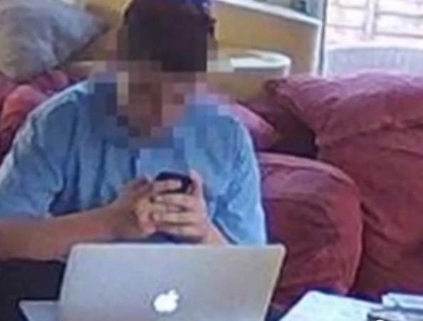 A boy with his phone