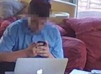 A boy with his phone