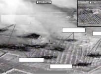 An area U.S. officials say was an ISIL vehicle staging center near Abu Kamal, Syria, is seen before (inset) and after it was struck by U.S. aircraft in a U.S. Department of Defense handout picture provided September 23, 2014.
