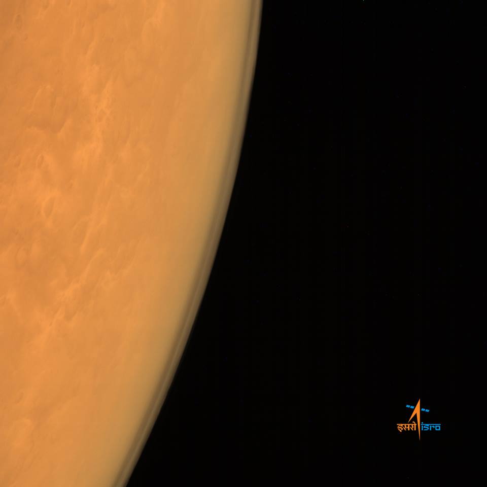 Martian atmosphere as seen from an altitude of 8449 km. Image taken using Mars Color Camera on-board ISRO's Mars Orbiter Mission. China wants to catch up with India in space technology