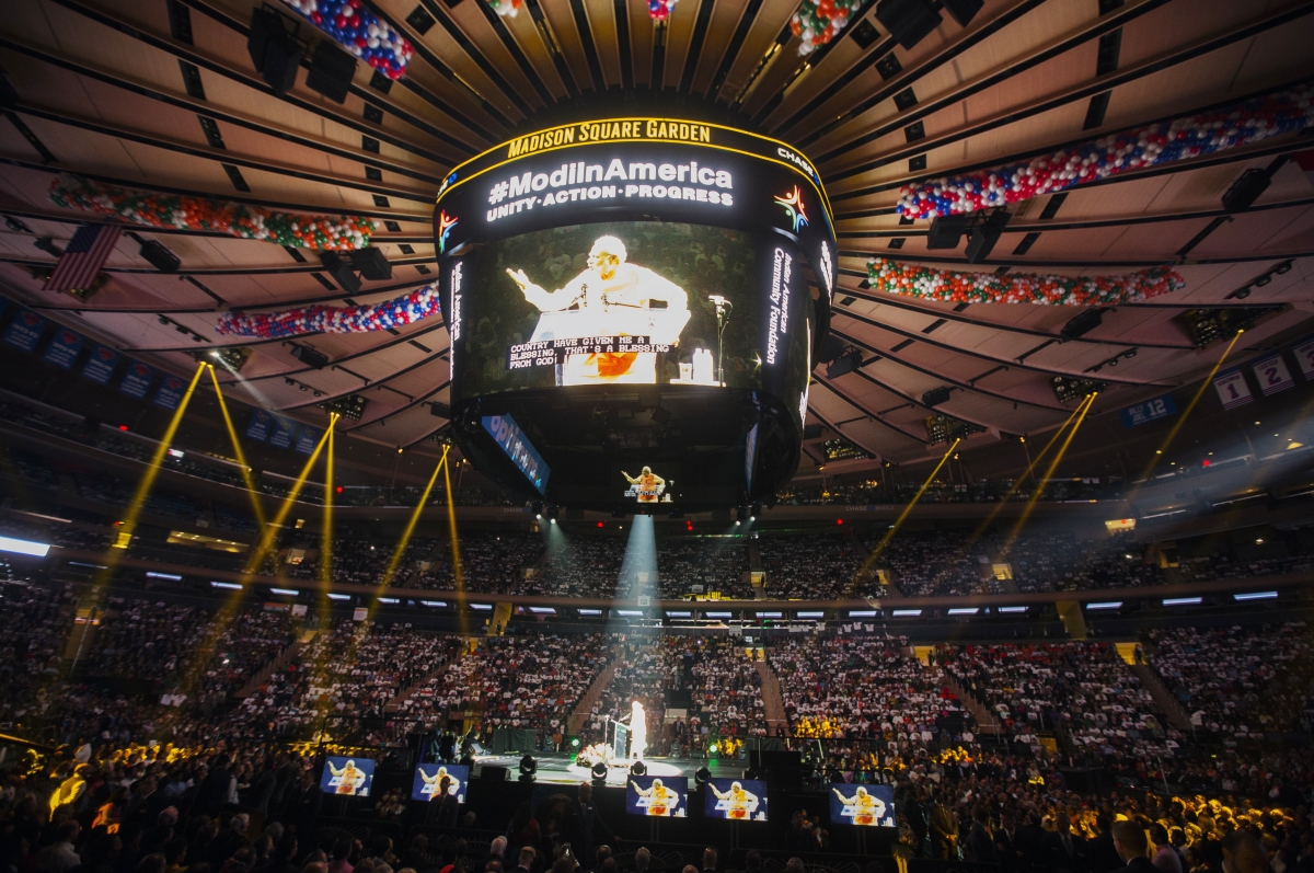 The packed Madison Square Garden during Modi's speech Narendra Modi