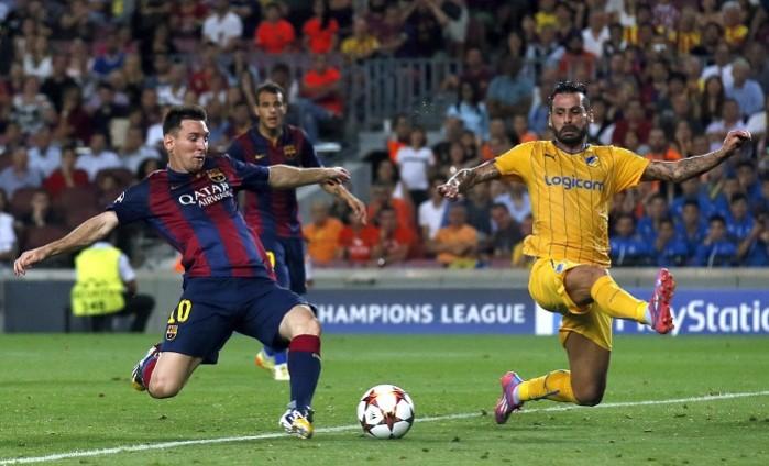 Barcelona talisman Lionel Messi will look to turn on the style against PSG when the two sides meet in the Champions League Lionel Messi Barcelona Mario Sergio APOEL Nicosia