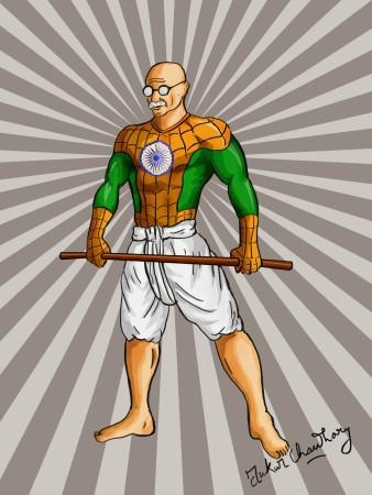 Mahatma Gandhi as Spider-Mohan Spiderman Gandhi
