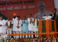 PM Narendra Modi at a rally in Haryana.