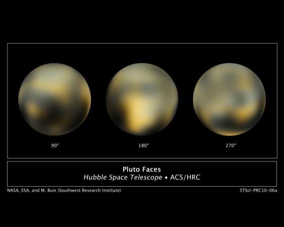 A combination picture of the detailed view of the entire surface of Pluto, as constructed from multiple NASA Hubble Space Telescope photographs taken from 2002 to 2003 are seen in these images released on 4 February 2010 Pluto gets planet status