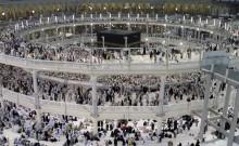 Muslim pilgrims pray around the holy Kaaba at the Grand Mosque in Mecca during Hajj pilgrimage