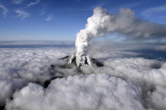 Volcanic smoke rises from Mount Ontake, which straddles Nagano and Gifu prefectures, central Japan. Japan's Ontake volcano eruption