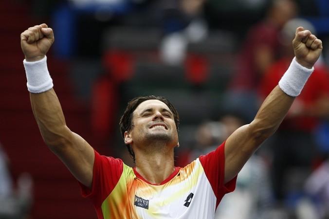 David Ferrer celebrates his win over Andy Murray in the Shanghai Masters David Ferrer Shanghai Masters