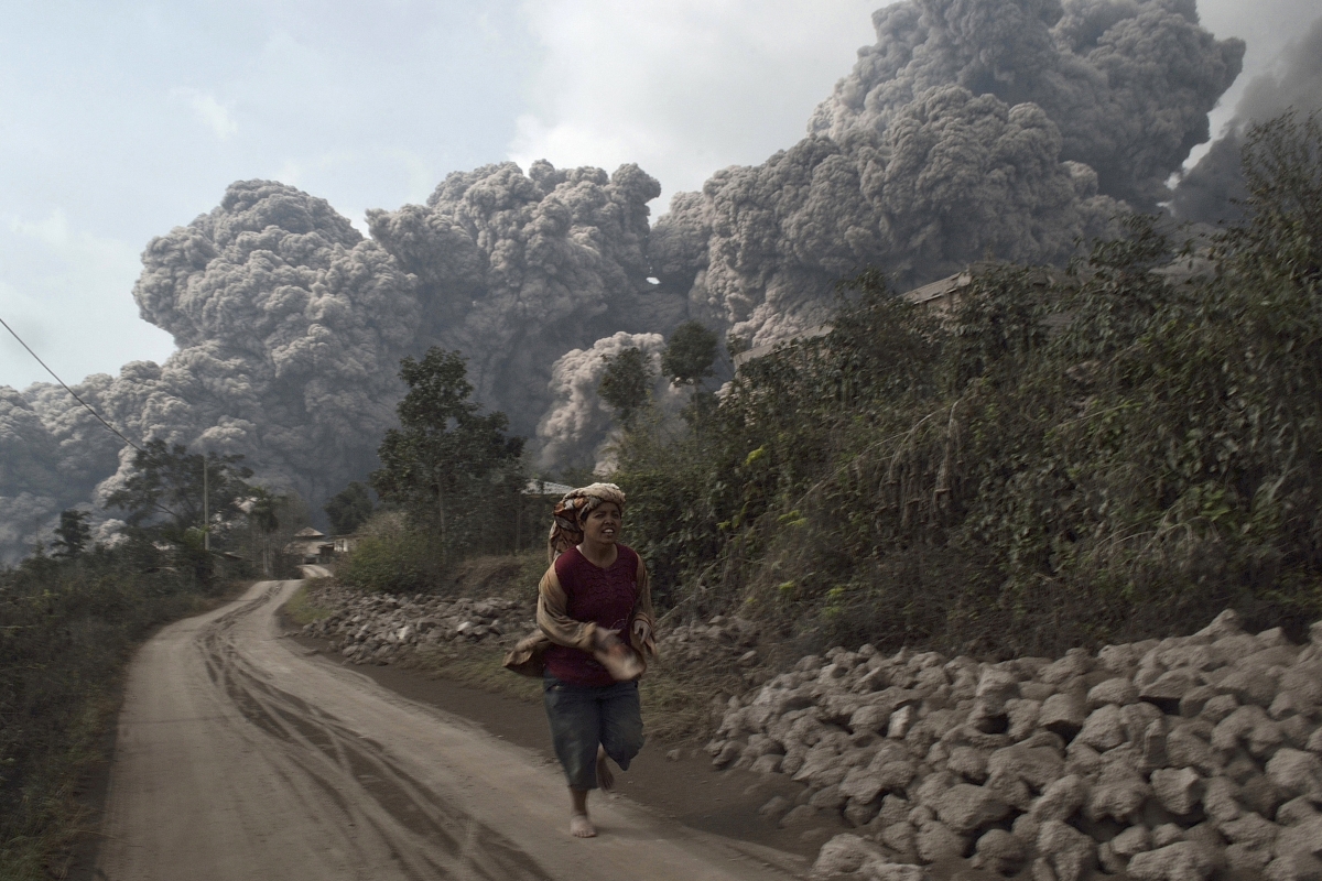 Mount Sinabung volcano erupts