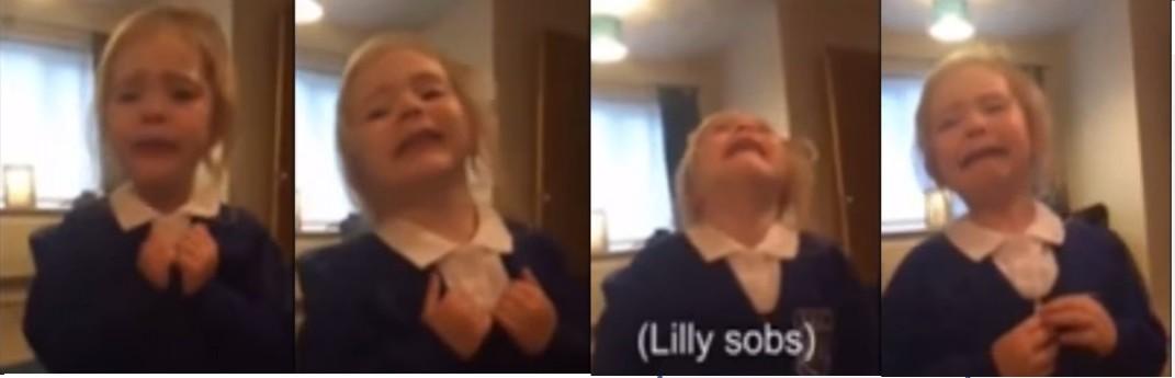Three year old Manchester United fan upset over having to wear blue uniform Three year old Manchester United fan upset over having to wear blue uniform