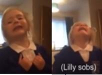Three year old Manchester United fan upset over having to wear blue uniform