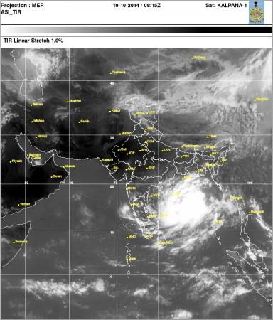 Cyclonic Storm Approaching Indian southern coast, where it will make landfall on 12 October. Cyclone Hudhud