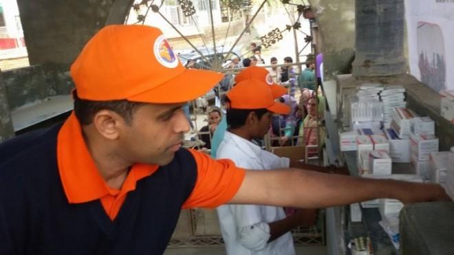 Camillian volunteers operating a medical facility in the flood-hit Indian state of Jammu & Kashmir.