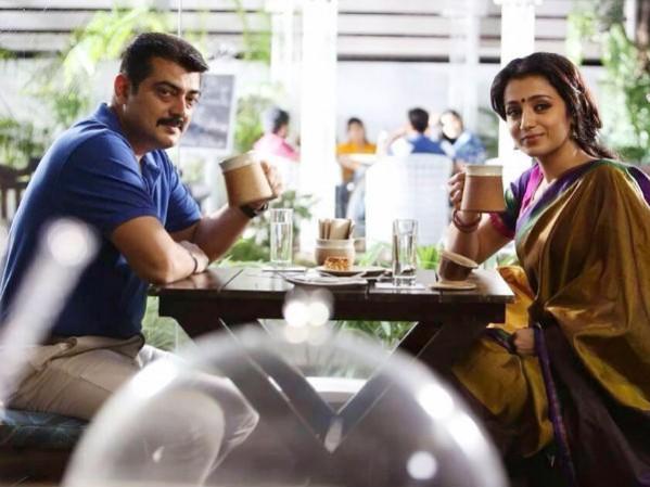 A still from 'Thala 55'. Ajith Kumar with Trisha in 'Thala 55'