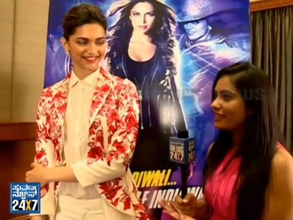 A screen shot of the interview. Deepika Padukone with Suguna