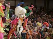 Miss Zero, whose real name is Sasha Frolova, of Russia celebrates winning the Alternative Miss World contest at Shakespeare's Globe theatre in London