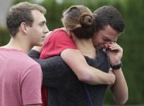 Students and family members reunite at Shoultes Gospel Hall after a student opened fire at Marysville-Pilchuck High School in Marysville, Washington October 24, 2014.