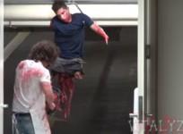 A scene from the Halloween horror-prank video