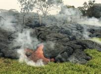 Lava flow from the Kilauea Volcano in Hawaii advances towards residential area