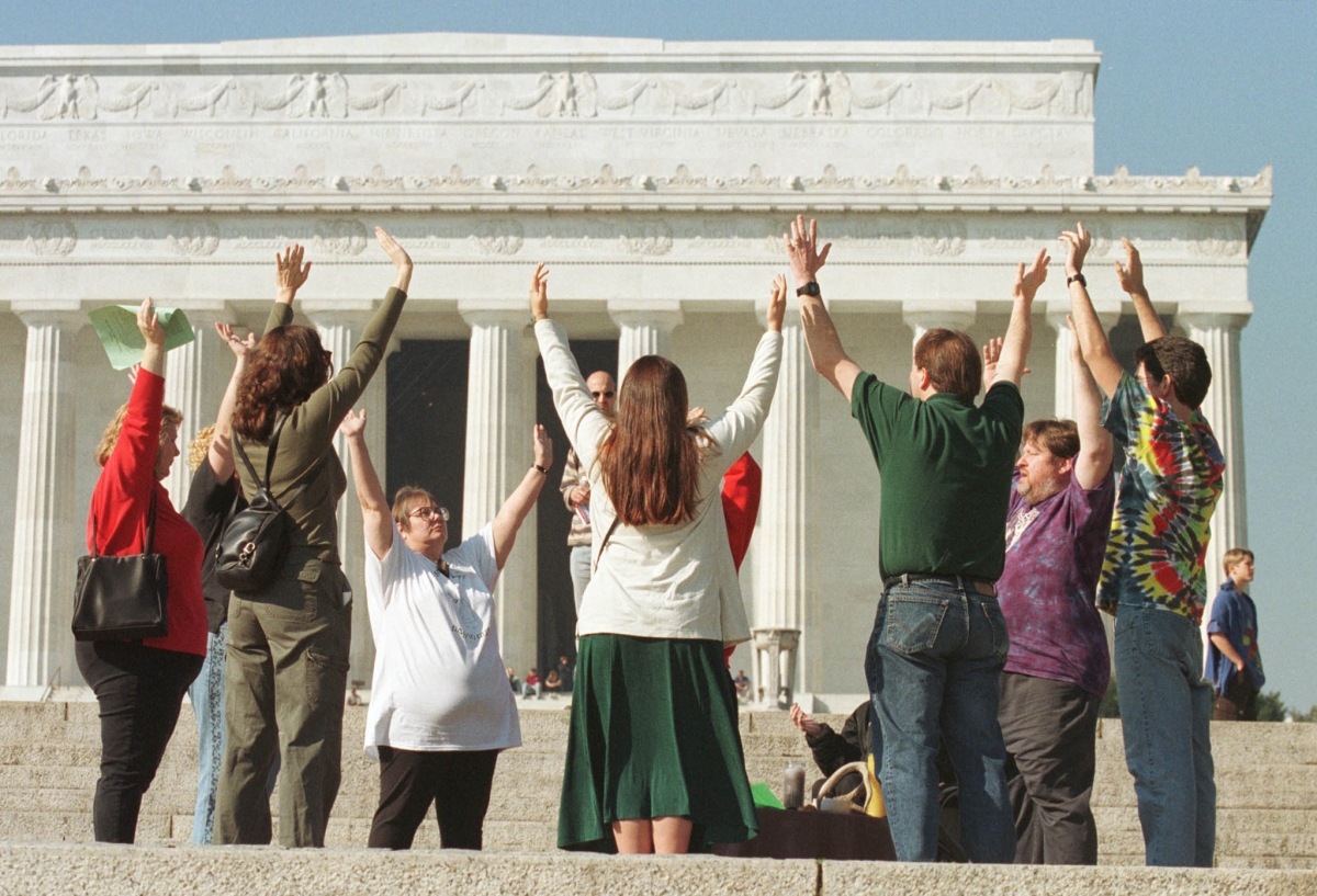 Many Pagans and Wiccans around the globe celebrate the festival of Samhain, an ancient Celtic festival that celebrates autumn harvest and the arrival of winter. (Photo: Members of the Ecumenicon Fellowship take part in the Samhain Drumming Circle pagan ceremony in front of the Lincoln Memorial in Washington, October 30.) Many Pagans and Wiccans around the globe celebrate the festival of Samhain, an ancient Celtic festival that celebrates autumn harvest and the arrival of winter.