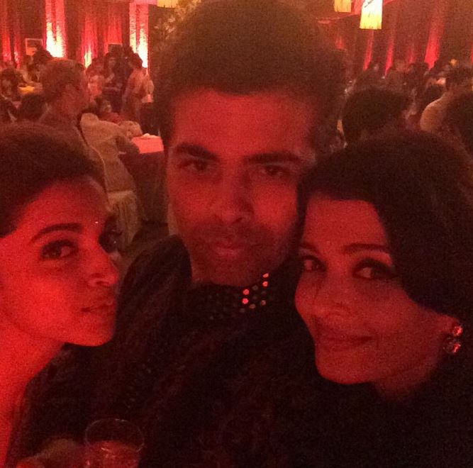 Aishwarya Rai Bachchan, Deepika Padukone and Karan Johar