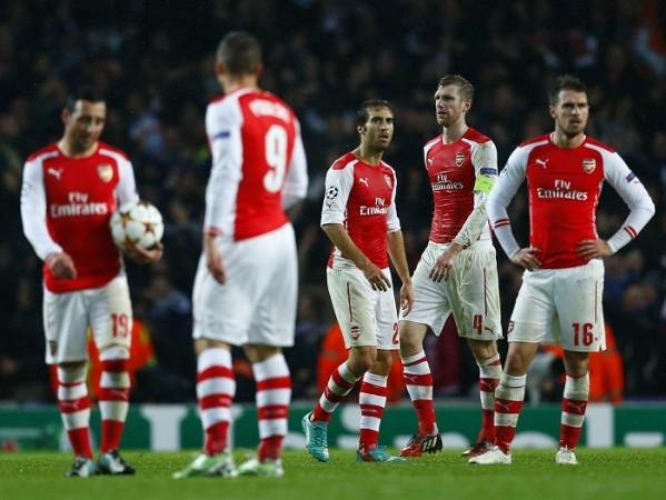 Arsenal came down crashing like a house of cards after being 3-0 up against Anderlecht Arsenal Cazorla Podolski Flamini Mertesacker Ramsey