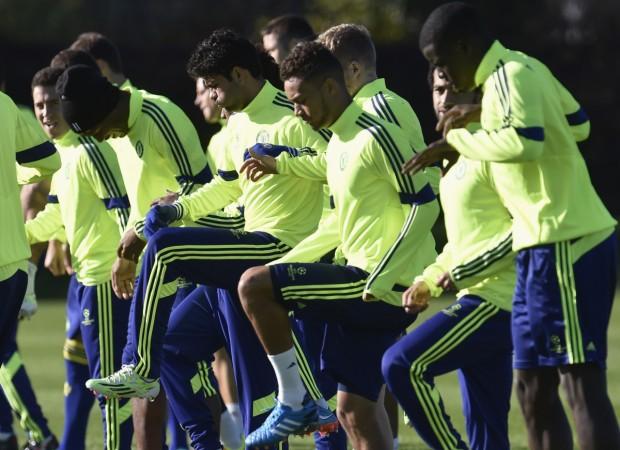 Chelsea squad members train ahead of their Champions League clash against NK Maribor. Chelsea