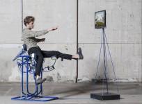 Govert Flint demonstrates his dynamic desk chair