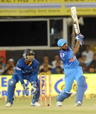 Ambati Rayudu smashes one to the boundary during his brilliant unbeaten ton against Sri Lanka Kumar Sangakkara Sri Lanka Ambati Rayudu India