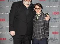 Kristian Nairn and Isaac Hempstead Wright who play Hodor and Bran Stark in Game of Thrones