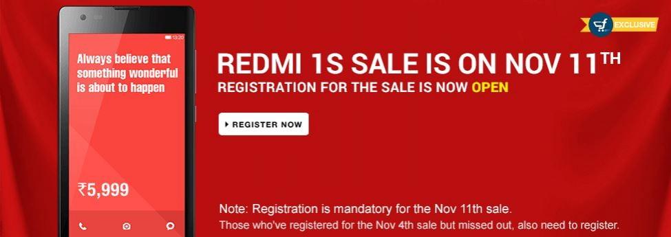 Xiaomi Redmi 1S Flipkart Flash Sale to Kick-off on 11 November Xiaomi Redmi 1S Flipkart Flash Sale to Kick-off on 11 November