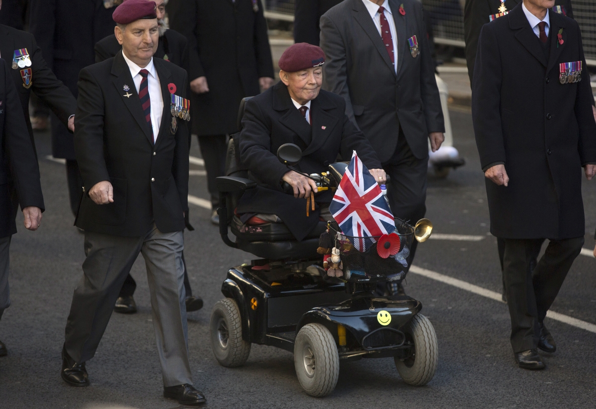 War veterans take part in the annual Remembrance Sunday parade in London November 9, 2014 annual Remembrance Sunday parade