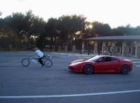 cycle beats Ferrari in race