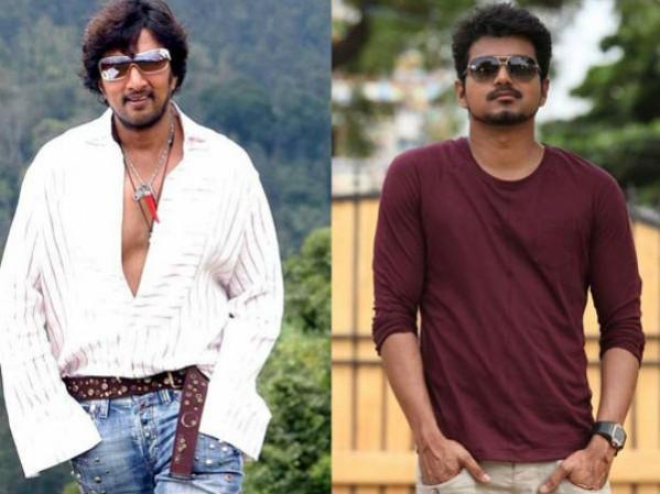 A collage of Sudeep and Vijay. Sudeep and Vijay