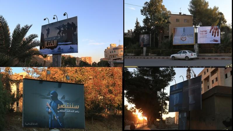 ISIS has put up several new billboards inside the city of Raqqa in Syria.