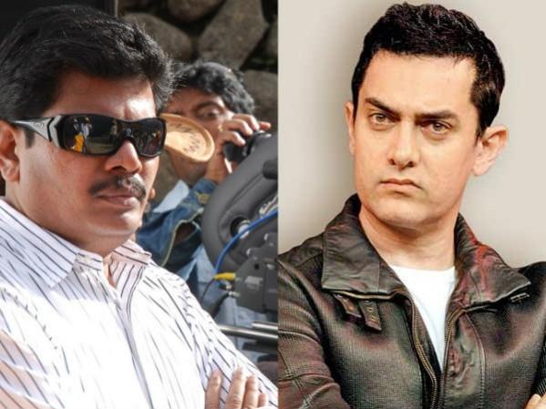 A collage of Shankar and Aamir Khan. Shankar and Aamir Khan