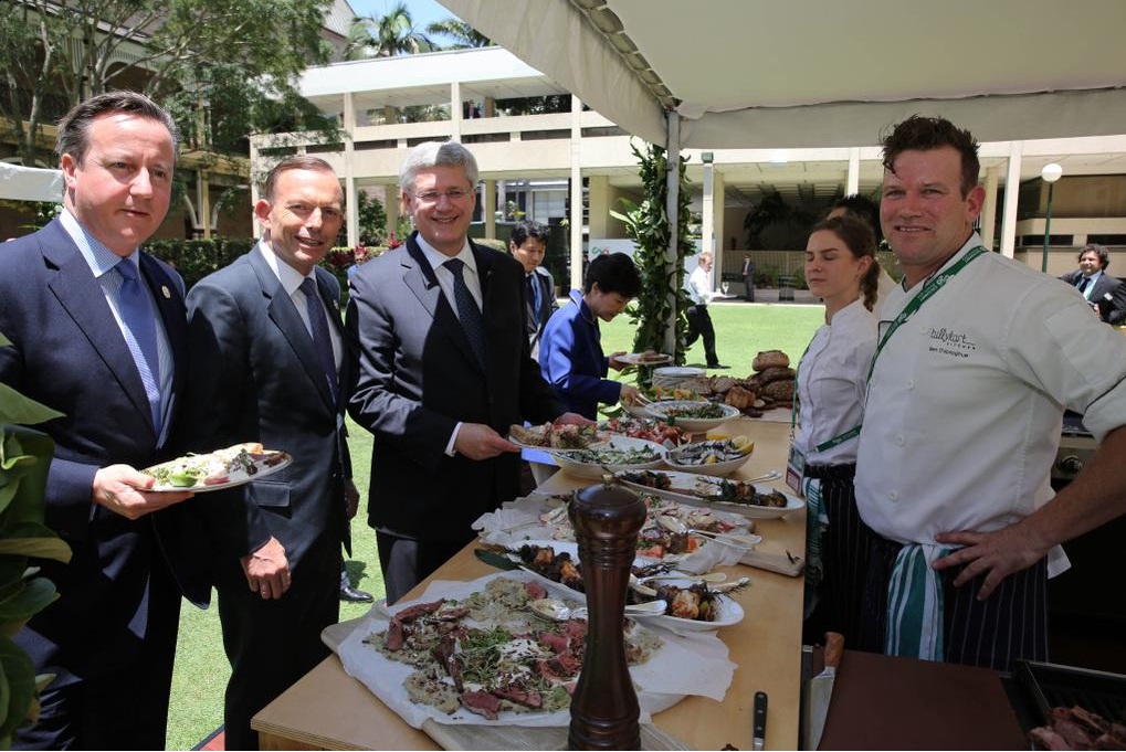 Australian President Tony Abott Welcoming G20 leaders to an Australian BBQ. G20 Summit 2014