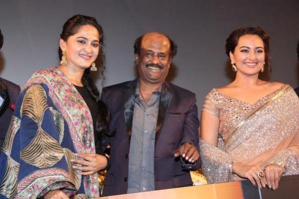 Anushka, Rajinikanth and Sonakshi Sinha at Anushka, Rajinikanth & Sonakshi Sinha