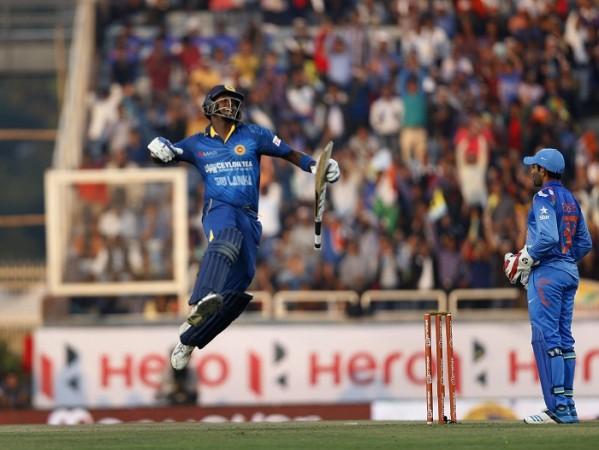 Sri Lanka captain Angelo Mathews celebrates after completing his maiden ODI century Angelo Mathews Sri Lanka Robin Uthappa Sri Lanka