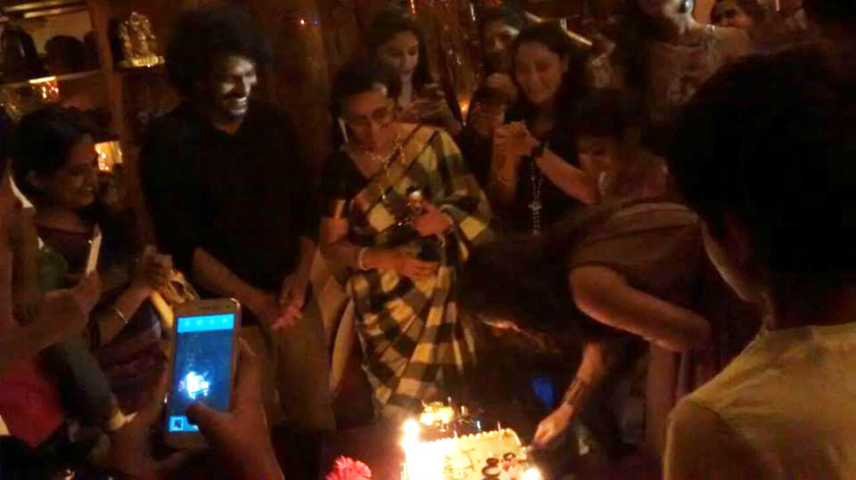Priyanka Upendra cutting the birthday cake. Priyanka Upendra Cutting The Birthday Cake