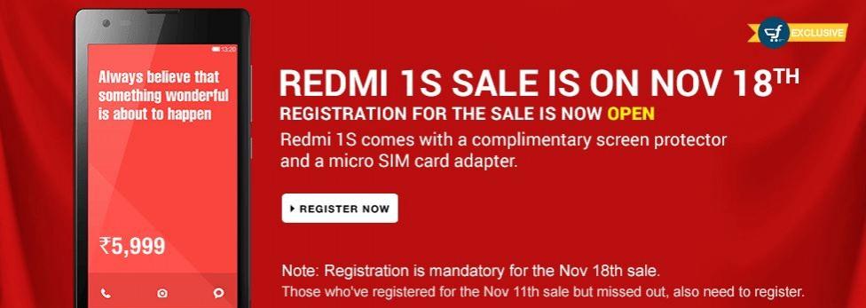 Xiaomi Redmi 1S Flipkart Flash Sale to Kick-off on 18 November; Redmi Note to Debut in India Soon Xiaomi Redmi 1S Flipkart Flash Sale to Kick-off on 18 November; Redmi Note to Debut in India Soon