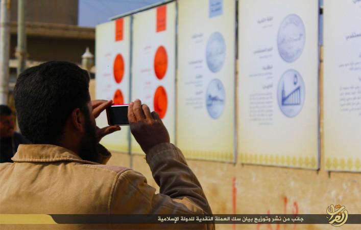 Banners in Syria,Iraq announcing the new Sharia currency. Banners in Syria,Iraq announcing the new Sharia currency.