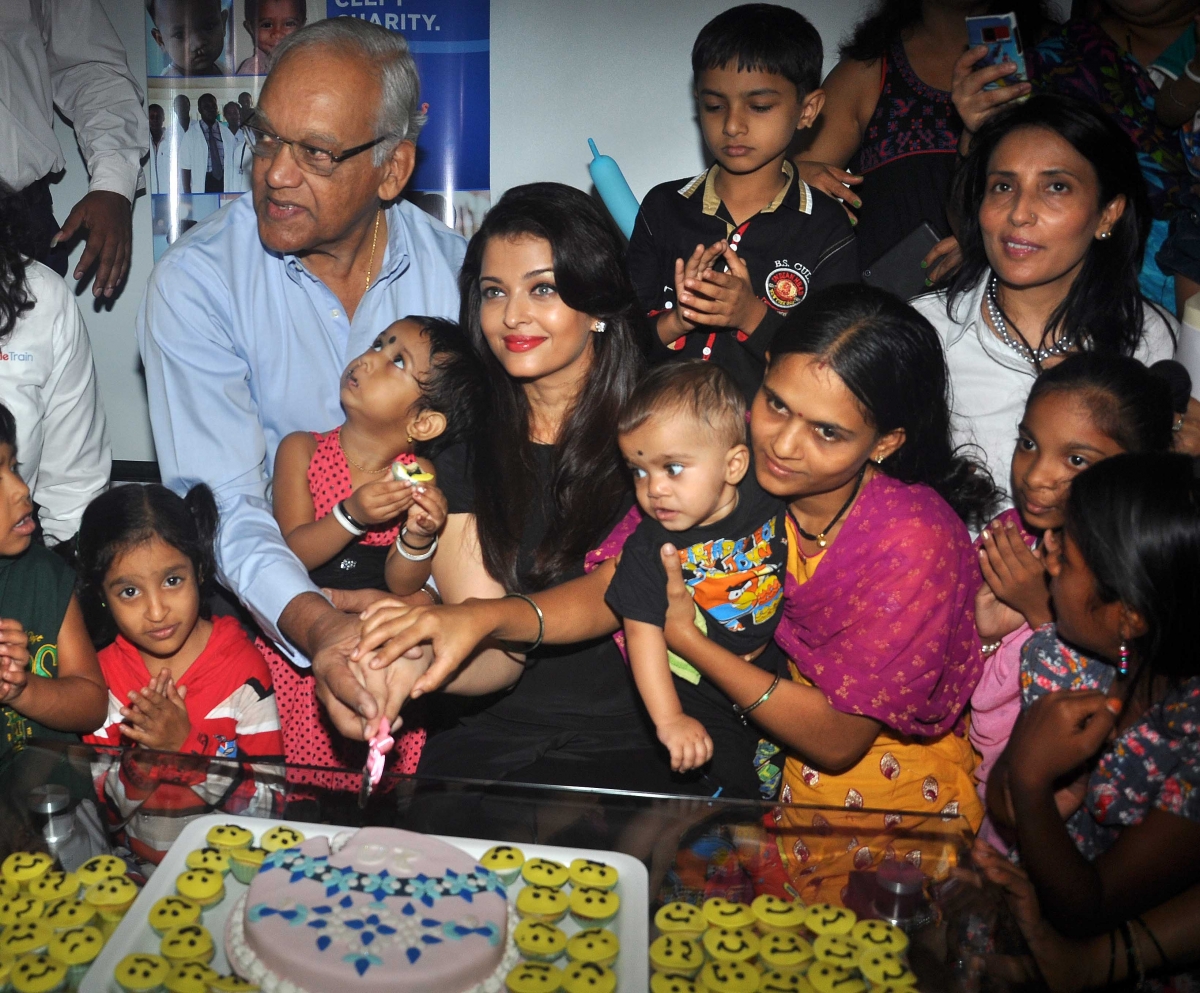 Aishwarya Rai Bachchan celebrated her father Krishnaraj Rai 's birthday on Wednesday in Mumbai with children with cleft Aishwarya Rai Bachchan Celebrates Father's Birthday
