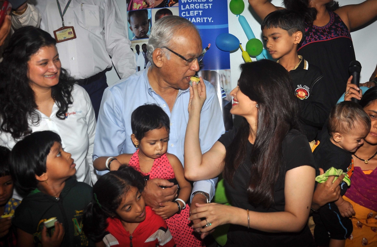 Aishwarya Rai Bachchan celebrated her father Krishnaraj Rai 's birthday on Wednesday in Mumbai with children with cleft Aishwarya Rai Bachchan Celebrates Father's Birthday