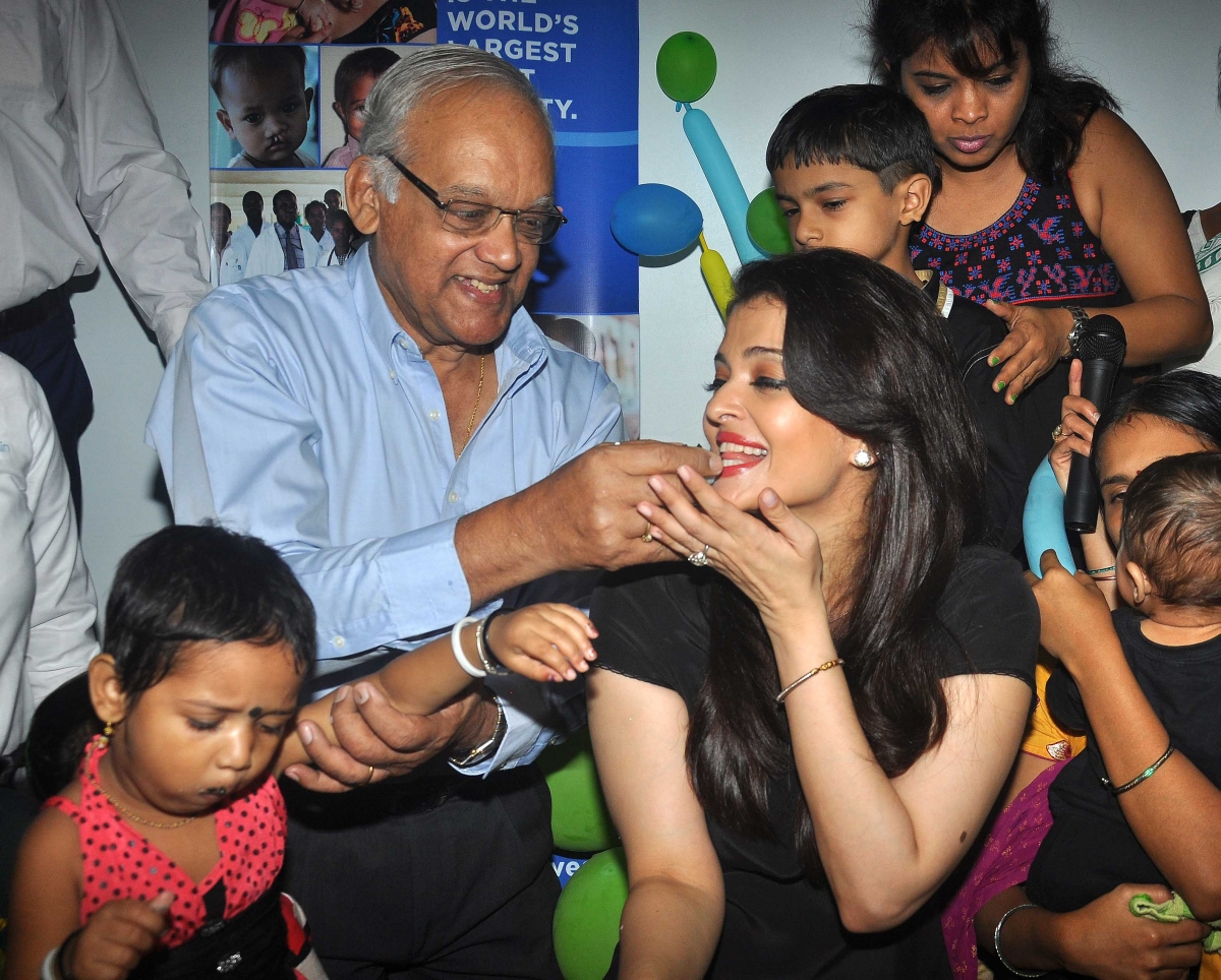 Aishwarya Rai Bachchan celebrated her father Krishnaraj Rai 's birthday on Wednesday in Mumbai with children with cleft Aishwarya Rai Bachchan Celebrates Father's Birthday