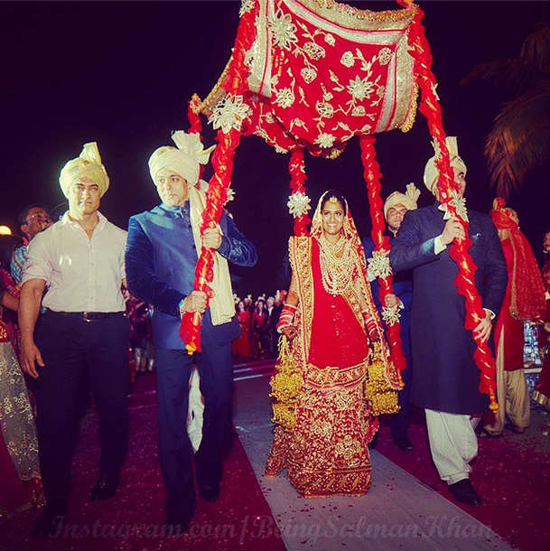 Salman Khan and others performing a wedding ritual. Aamir Khan,Salman Khan with his family members