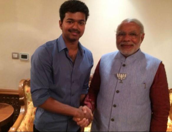 Vijay with Narendra Modi. Vijay with Narendra Modi