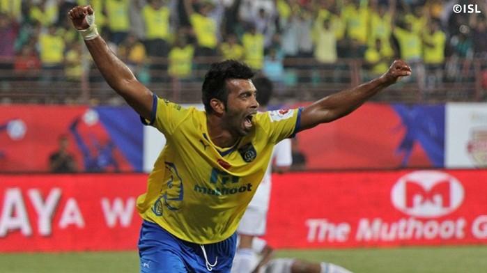 Milagres Gonsalves scored the winning goal for Kerala Blasters in their first match against FC Goa Milagres Gonsalves Kerala Blasters FC Goa