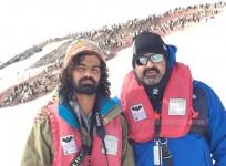 Mohanlal and Pranav Mohanlal in Antarctica